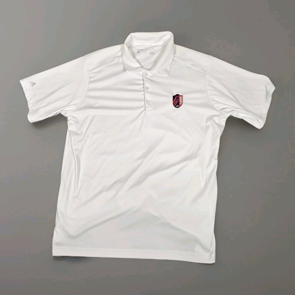 Antigua St Louis City SC Polo Shirt Mens Large White MLS Soccer Golf Performance